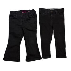 Girls Pants Lot 2 Cat & Jack jeggings + Children's Place Flare Black